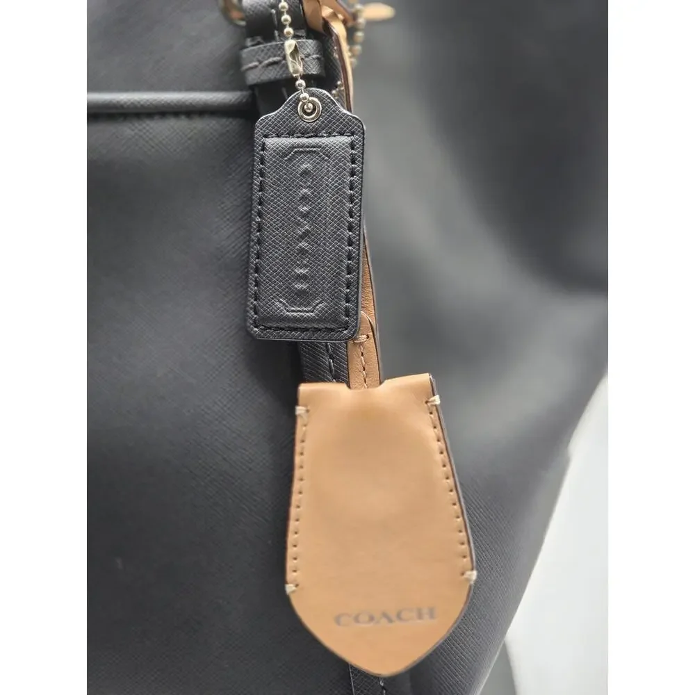 Coach Peyton Black Crossgrain Leather Zip Top Tote Shoulder Bag F23667